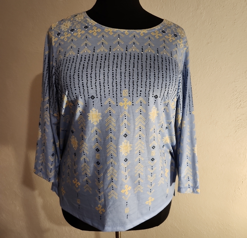 Allison Daley Light Blue 3/4 Sleeve Top Women's 1X NWT